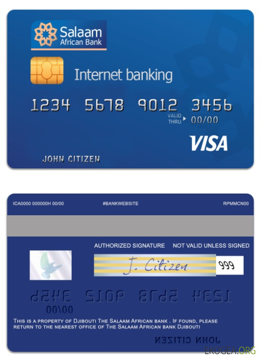 Djibouti Carte Internet prépayée Visa de la banque africaine Salaam